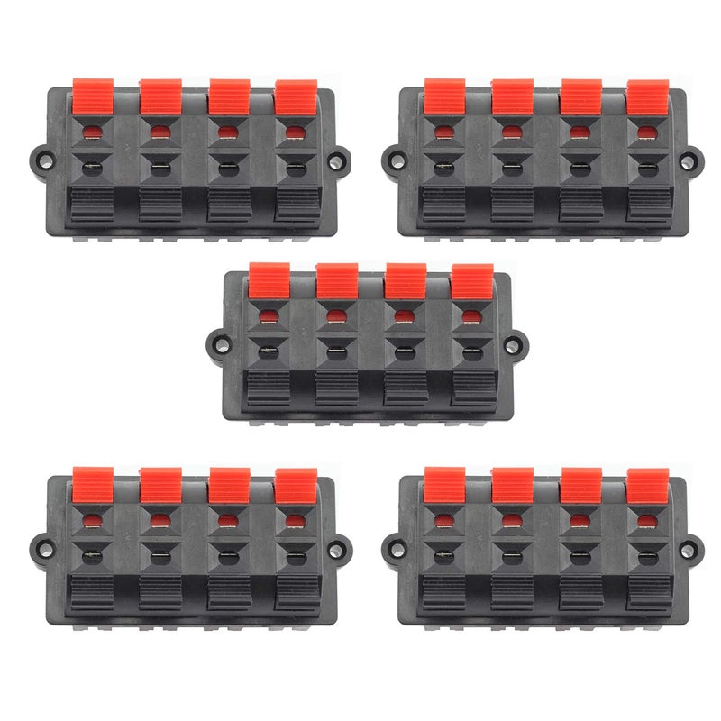 Tegg 5 PCS 8 Position 2 Row Push Release Connector Plate Stereo Speaker Terminal Strip Block - Image 1